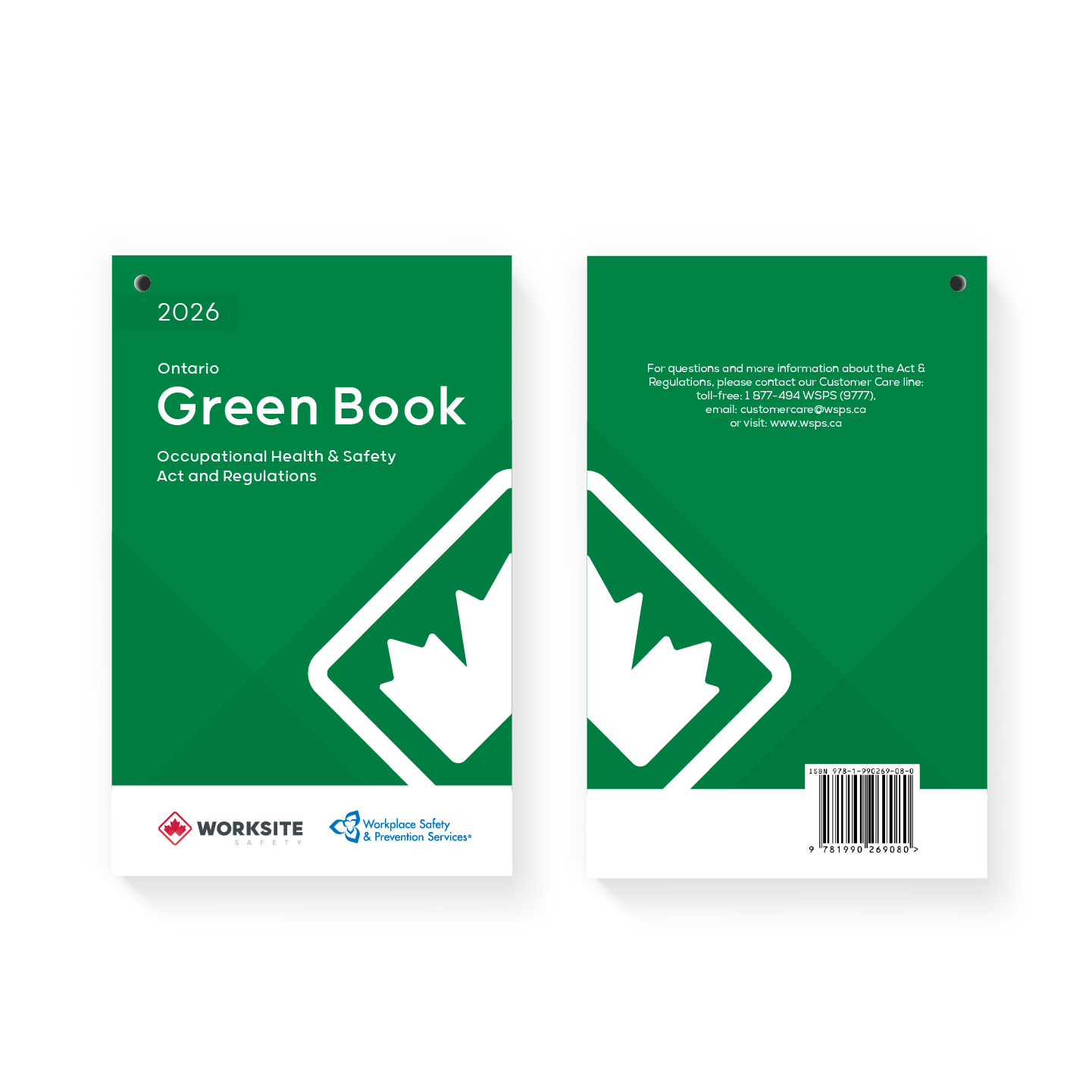 Green book with white text and logo on a white background