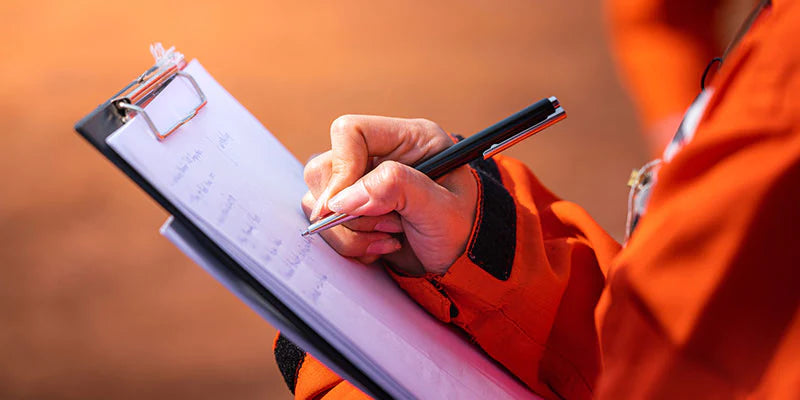 Image of a person using a clipboard to write notes 