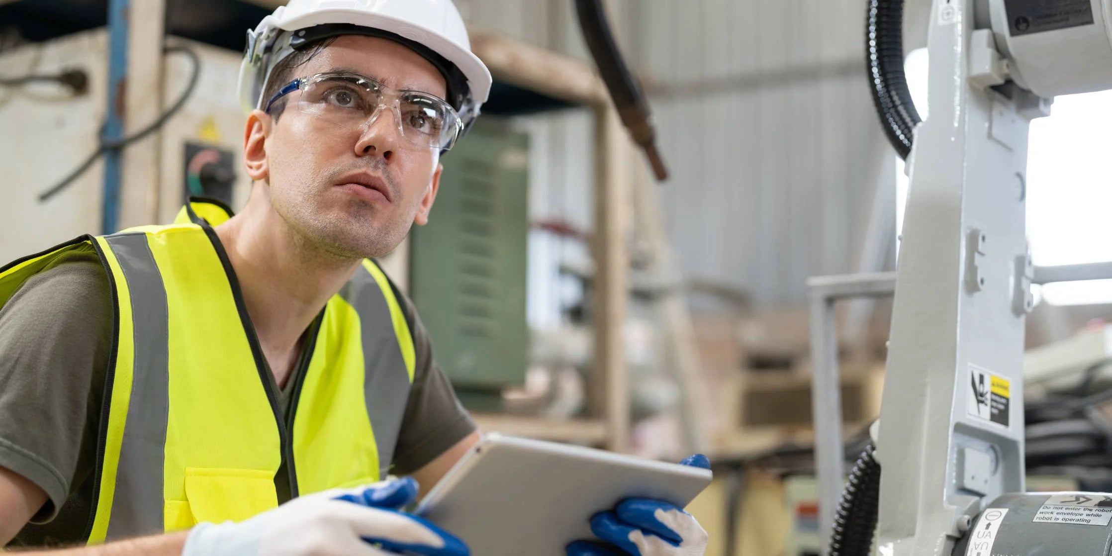 Image of worker inspecting a machine 